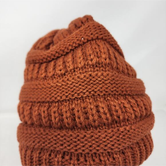 Furtalk Slouchy Knit  Rust Brown Beanie Hat Fleece Lined Ski Skull One Size New - Picture 5 of 8